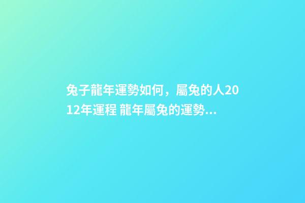 兔子龍年運勢如何，屬兔的人2012年運程 龍年屬兔的運勢？-第1張-觀點-玄機派